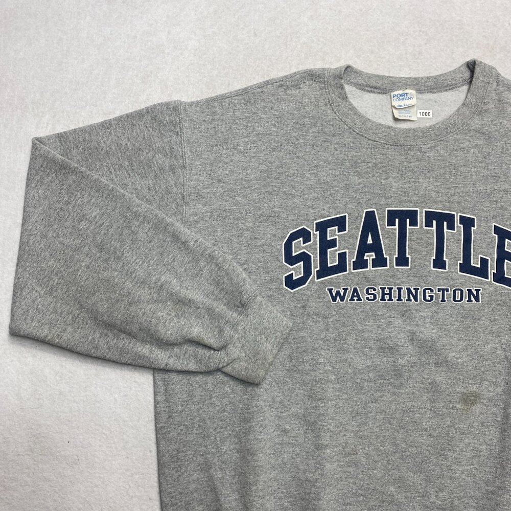 Vintage Seattle Washington Sweatshirt Men's XL Gray Printed Fleece Pullover - Picture 9 of 12
